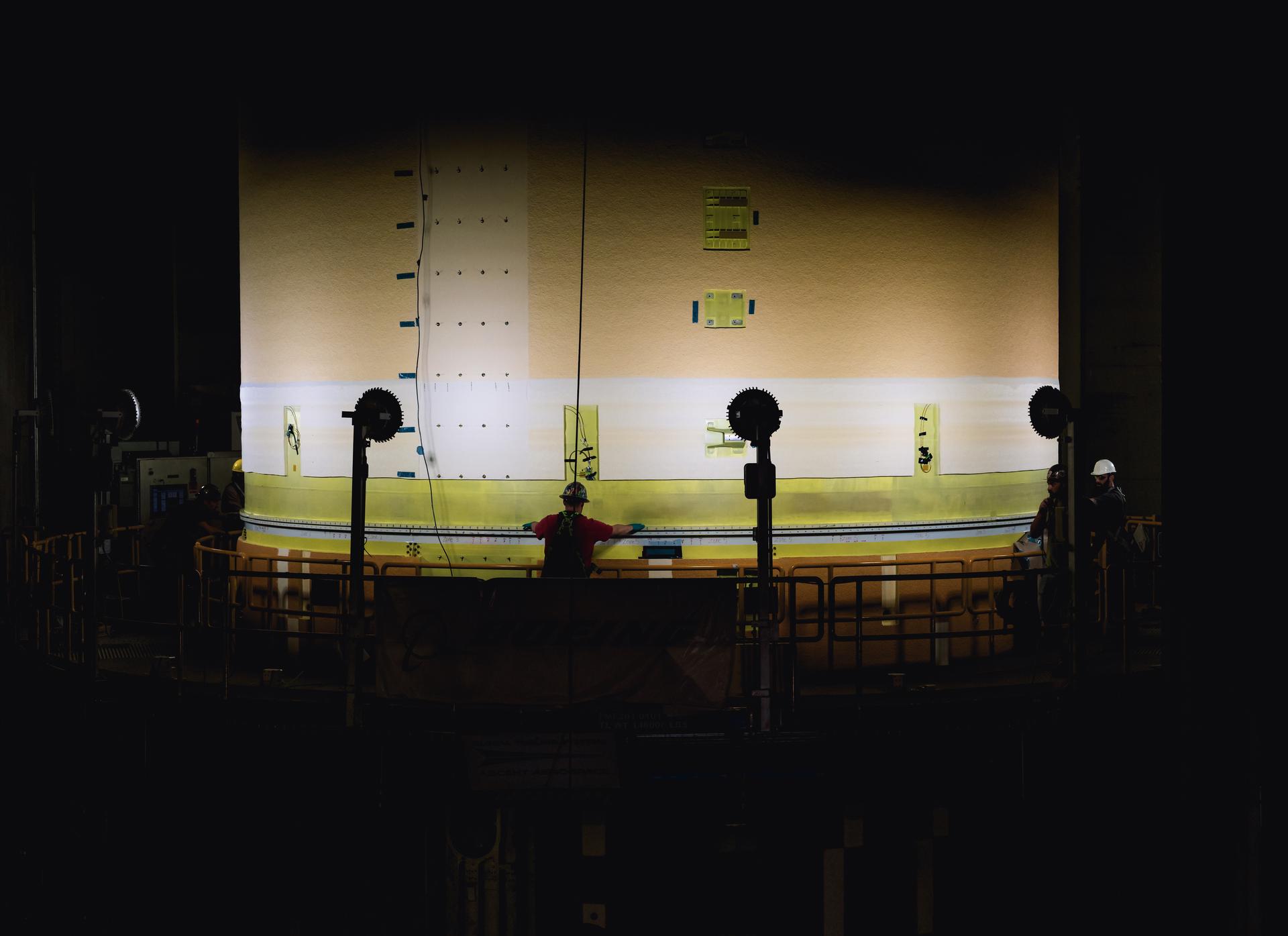 The liquid oxygen tank for NASA’s SLS (Space Launch System) rocket core stage for the Artemis III mission is lifted into a production cell at the agency’s Michoud Assembly Facility in New Orleans on Nov. 7. Move crews use an overhead crane system to lift the tank from the mobile transporter, which carried it from another area of the factory and set it atop the previously loaded intertank. Once the liquid oxygen tank is mated to the intertank, team will mate the stage’s forward skirt atop the tank to complete the forward join.   The propellant tank is one of five major elements that make up the 212-foot-tall rocket stage. The core stage, along with its four RS-25 engines, produce more than two million pounds of thrust to help launch NASA’s Orion spacecraft, astronauts, and supplies beyond Earth’s orbit and to the lunar surface for Artemis.